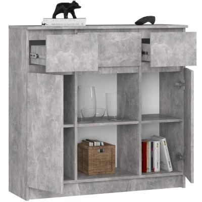 Kommode mit Schubladen und Türen, WJUNIPER - Beton