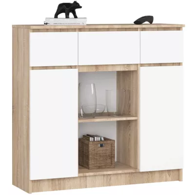 Kommode mit Schubladen und Türen, JUNIPER - Sonoma Eiche / Weiß