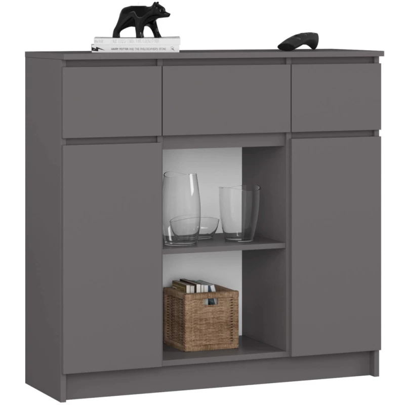 Kommode mit Schubladen und Türen, JUNIPER - grau
