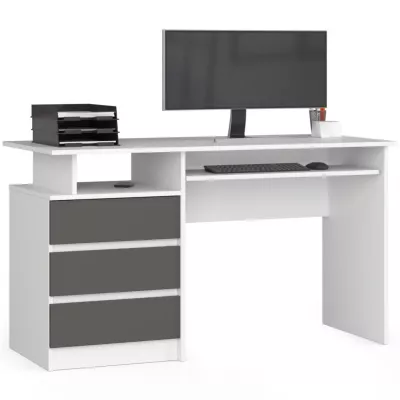 VALESTRA Computertisch - weiß / dunkelgrau