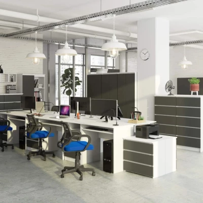 VALESTRA Computertisch - weiß / dunkelgrau