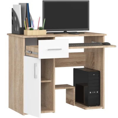 Computertisch OMRELIS – Sonoma Eiche / Weiß