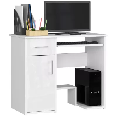 Computertisch OMRELIS - weiß / glänzend weiß