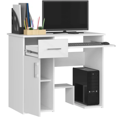 Computertisch OMRELIS - weiß / glänzend weiß