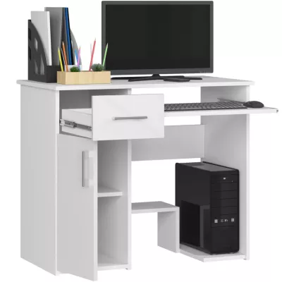 Computertisch OMRELIS - weiß / glänzend weiß