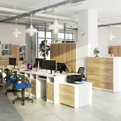 KARLION Computertisch – Weiß / Sonoma Eiche