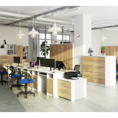 KARLION Computertisch – Weiß / Sonoma Eiche