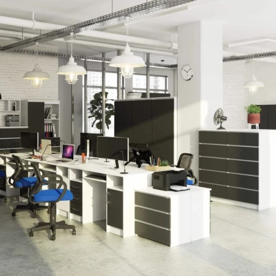 KARLION Computertisch - weiß / dunkelgrau