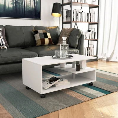 EMERION Couchtisch auf Rollen – weiß
