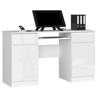 PC-Schreibtisch FINLOR – weiß / weiß glänzend