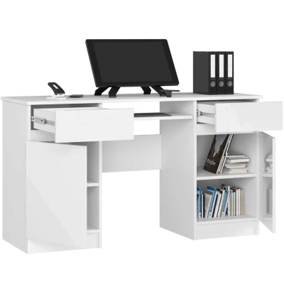 PC-Schreibtisch FINLOR – weiß / weiß glänzend