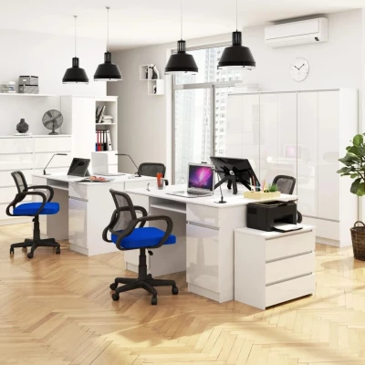 PC-Schreibtisch FINLOR – weiß / weiß glänzend
