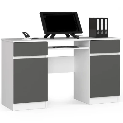 FINLOR PC-Schreibtisch - weiß/grau