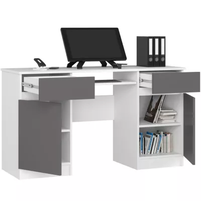 FINLOR PC-Schreibtisch - weiß/grau