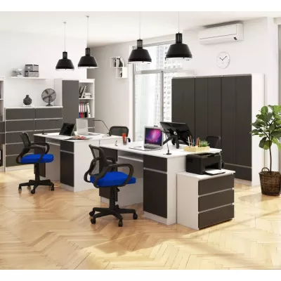 FINLOR PC-Schreibtisch - weiß/grau