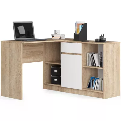 Eckschreibtisch mit Kommode RALIO – Sonoma Eiche / Weiß
