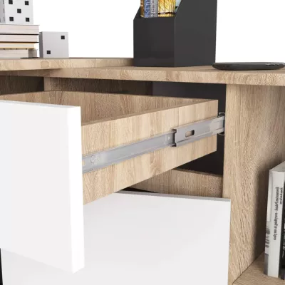 Eckschreibtisch mit Kommode RALIO – Sonoma Eiche / Weiß