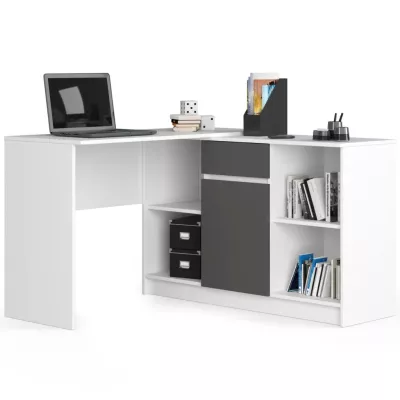Eckschreibtisch mit Kommode RALIO – weiß/grau
