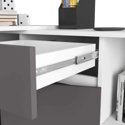 Eckschreibtisch mit Kommode RALIO – weiß/grau