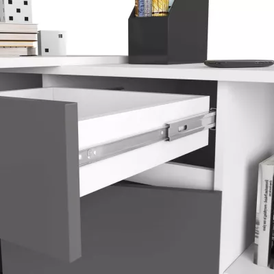Eckschreibtisch mit Kommode RALIO – weiß/grau