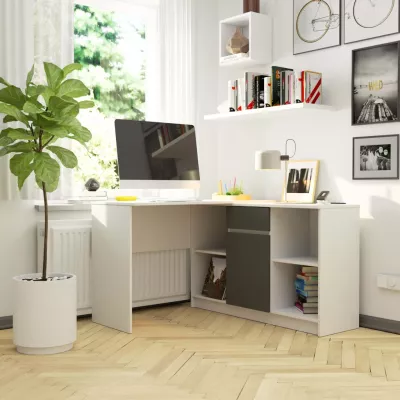 Eckschreibtisch mit Kommode RALIO – weiß/grau
