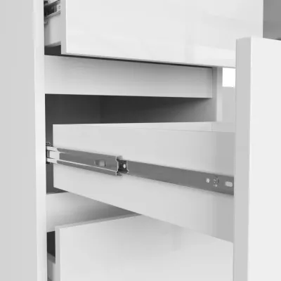Schreibtisch mit Schubladen IVOAN - weiß / weiß glänzend