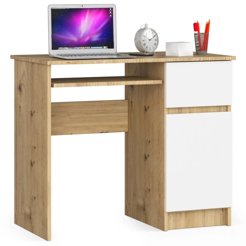 PC-Schreibtisch KALRION – Artisan Eiche / Weiß, rechte Ausführung