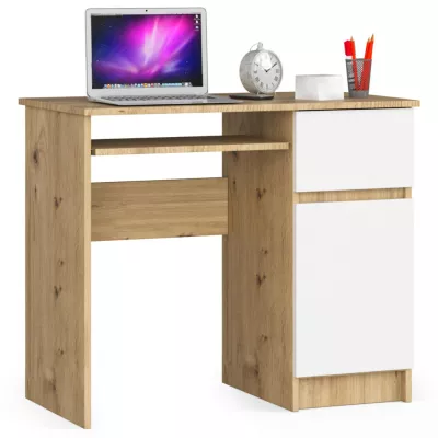 PC-Schreibtisch KALRION – Artisan Eiche / Weiß, rechte Ausführung
