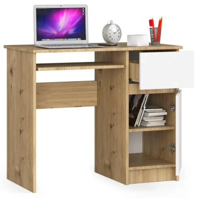 PC-Schreibtisch KALRION – Artisan Eiche / Weiß, rechte Ausführung