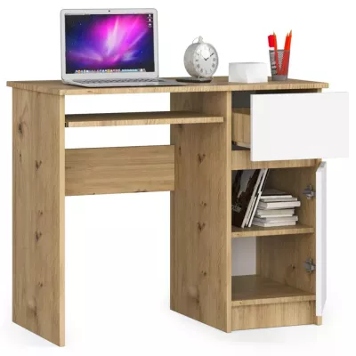 PC-Schreibtisch KALRION – Artisan Eiche / Weiß, rechte Ausführung