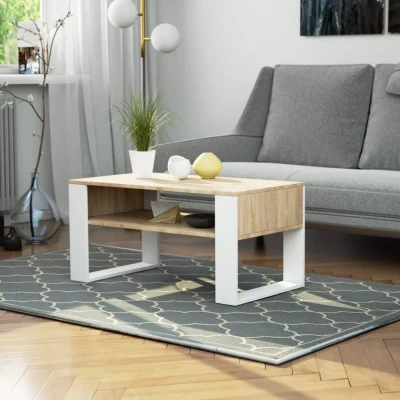 Couchtisch TYVREN – Sonoma Eiche / Weiß