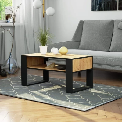 Couchtisch TYVREN – Craft Eiche-Handwerksoptik / Schwarz
