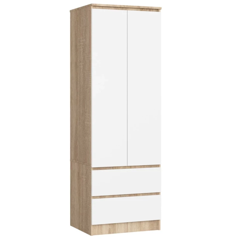 Kleiderschrank mit Schubladen 60 cm WREN - Sonoma Eiche / Weiß