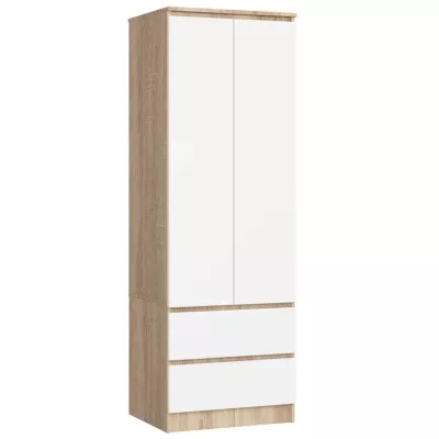 Kleiderschrank mit Schubladen 60 cm WREN - Sonoma Eiche / Weiß