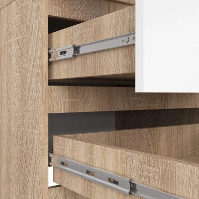 Kleiderschrank mit Schubladen 60 cm WREN - Sonoma Eiche / Weiß