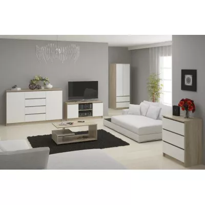 Kleiderschrank mit Schubladen 60 cm WREN - Sonoma Eiche / Weiß
