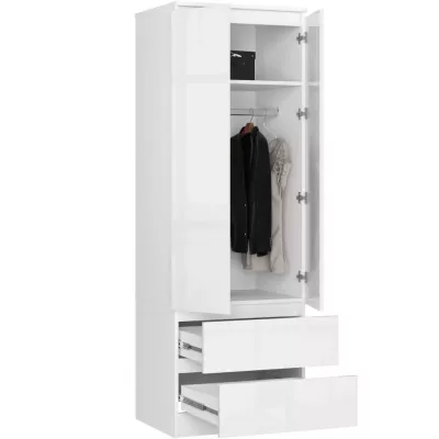 Kleiderschrank mit Schubladen 60 cm WREN - weiß / weiß glänzend
