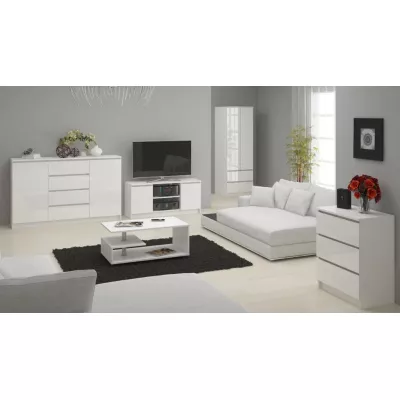 Kleiderschrank mit Schubladen 60 cm WREN - weiß / weiß glänzend