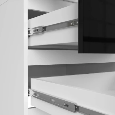 Kleiderschrank mit Schubladen 60 cm WREN – weiß/schwarz glänzend