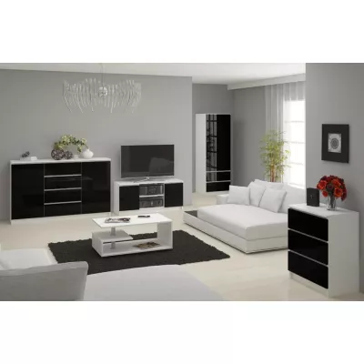 Kleiderschrank mit Schubladen 60 cm WREN – weiß/schwarz glänzend