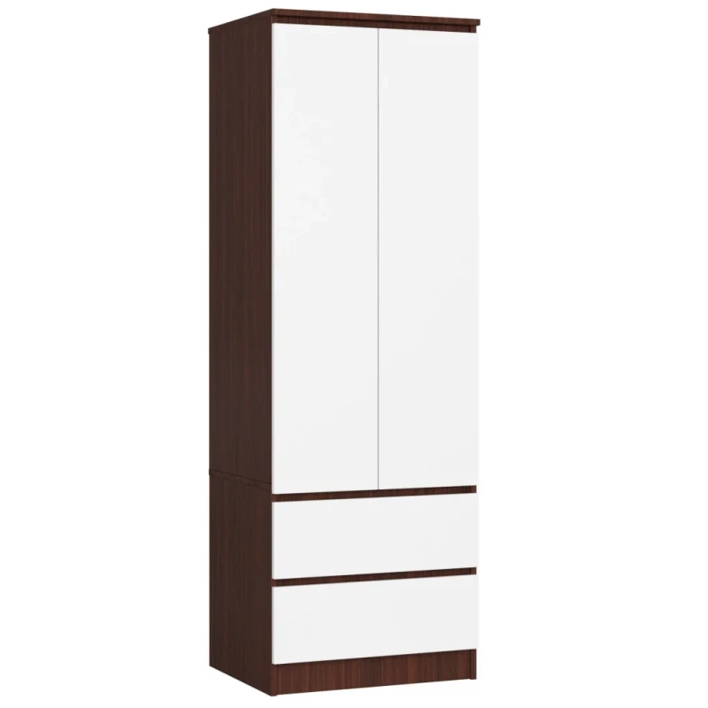 Kleiderschrank mit Schubladen, 60 cm, WREN – Wenge/Weiß