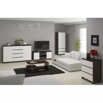 Kleiderschrank mit Schubladen, 60 cm, WREN – Wenge/Weiß