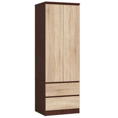 Kleiderschrank mit Schubladen 60 cm WREN - Wenge / Sonoma Eiche