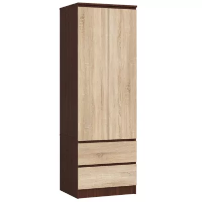 Kleiderschrank mit Schubladen 60 cm WREN - Wenge / Sonoma Eiche