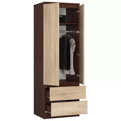 Kleiderschrank mit Schubladen 60 cm WREN - Wenge / Sonoma Eiche