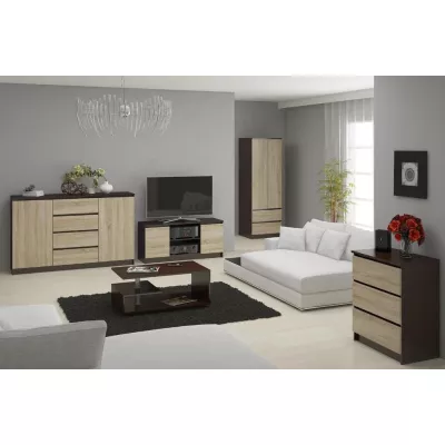 Kleiderschrank mit Schubladen 60 cm WREN - Wenge / Sonoma Eiche