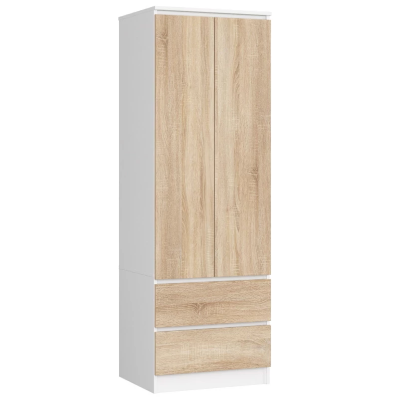 Kleiderschrank mit Schubladen 60 cm WREN - weiß / Sonoma Eiche