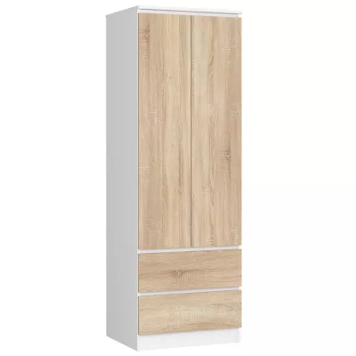 Kleiderschrank mit Schubladen 60 cm WREN - weiß / Sonoma Eiche