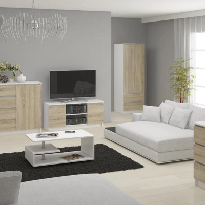 Kleiderschrank mit Schubladen 60 cm WREN - weiß / Sonoma Eiche