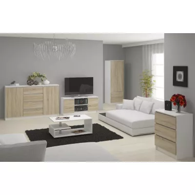 Kleiderschrank mit Schubladen 60 cm WREN - weiß / Sonoma Eiche